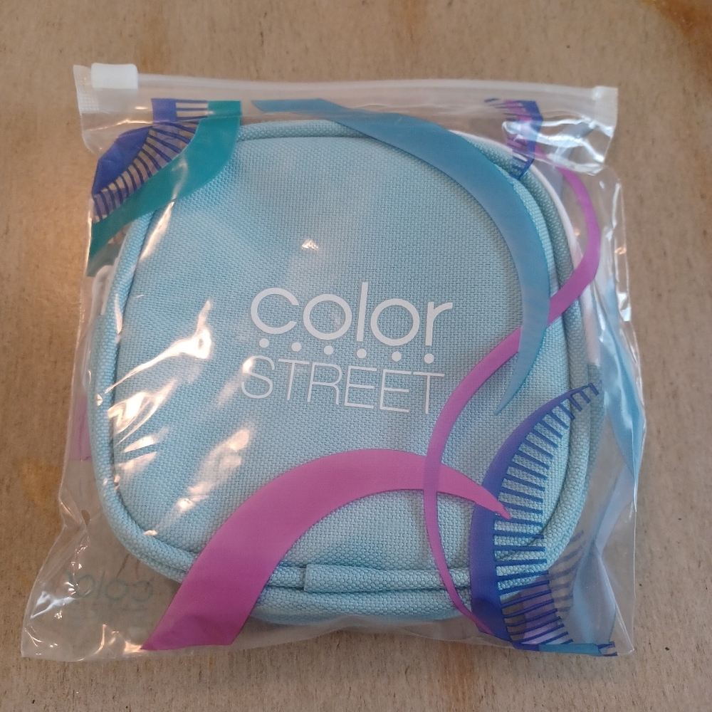 Color Street Blue Zippered Pouch Bag Coin Purse